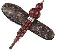 MAQBE Bamboo Hulusi Chinese Handmade Hulusi Black Gourd Cucurbit Flute Ethnic Musical Instrument Key Of C/B flach With Case For Beginner Music Lovers(red,B flach)
