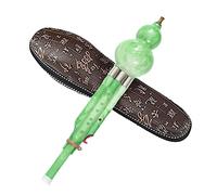 MAQBE Bamboo Hulusi Chinese Handmade Hulusi Black Gourd Cucurbit Flute Ethnic Musical Instrument Key Of C/B flach With Case For Beginner Music Lovers(Emerald,C)