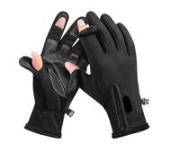 MAQDDO 1Pair Waterproof Winter Fishing Gloves 2 Finger Flip Windproof Women Men Gloves Velvet Warm Protection Fish Angling Gloves For Rock(Black,XXL)