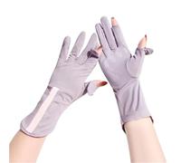 MAQDDO 2 Pair Summer Anti-sunburn Sunscreen Gloves Women Thin Ice Silk Dew Finger Driving Riding Non-slip Breathable For Riding Fishing(Purple)