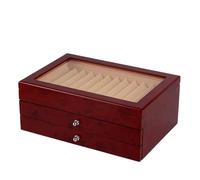 MAQDDO 3-Tier Pen Box with 34 Compartment Slots Velvet Lined Rosewood and MDF Construction Large Capacity for Pens