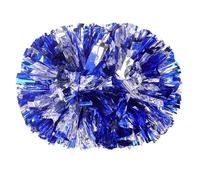 MAQDDO 4pcs Cheerleading Pom Poms With Handle Cheer Balls Hand Dance Pompoms Accessories For Party(Blue Silver)