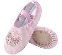MAQDDO Ballet Slippers Girls Ballet Leather Shoes Split-Sole No-Tie Yoga Slippers For Dancing For Kids, Dancing(Pink,33)