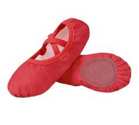 MAQDDO Girls Ballet Shoes Yoga Slippers Dance For Kid Gymnastic Dance Practice Split-Sole No Need To Tie For Kids, Dancing(Red,30)