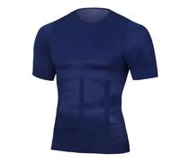 MAQDDO Men's Slimming Shaper Posture Vest Men's Compression T-Shirt Body Building Fat Burn Chest Tummy Shirt Slim Dry Quick Under Shirt For Sports(Blue,M)