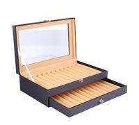 MAQDDO Pen Display Box with Large Capacity, Holds 24 Pens, PU Leather, Flannel Lining, 2-Layer Design for Pens
