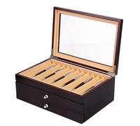 MAQDDO Pen Display Case 3 Layer Large Capacity Storage Box Retro Collection for Pens Ballpoint Marker for Pens(Red)