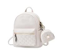 MAQDDO Rivet Backpack Rivet Design Pu Leather Backpack Women Casual Double Shoulder Bags Female Outdoor Travel Bag Totes For Decoration(WHITE)