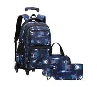 MAQDDO Schoolbag with Wheels Primary Junior High School Bag Rolling Backpack for Boys Wheeled Bag with Lunch Box Trolley School Bags for School(Color A)