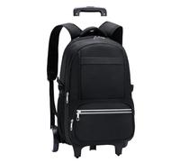 MAQDDO Schoolbag with Wheels Wheeled Bookbag for Primary Middle School Boys Rolling School-Backpack Rolling Luggage for School(Black 2 Large Wheels)