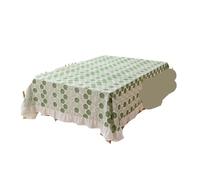 MAQDDO Small And Fresh Embroidered Countryside Leaves Lotus Wood Ear Edges Rectangular Dining Table Cloth For Party(Green Leaf,140x180cm)