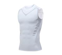 MAQDDO Summer Cool Men Shaping Vest Sleeveless Shirt Tight Compression Shapewear Shirts Tank Tops Body Shaper Breathable Ice Silk Vest For Sports(White,XXL)