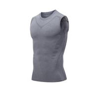 MAQDDO Summer Cool Men Shaping Vest Sleeveless Shirt Tight Compression Shapewear Shirts Tank Tops Body Shaper Breathable Ice Silk Vest For Sports(Gray,L)