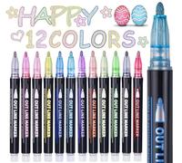 Maqhpu Stocking Fillers Kids, Glitter Pens Colouring Pens, Stocking Stuffers for Teen Gifts, Early Christmas Presents, 12 Outline Marker Pens for Scrapbooking, Gifts for 4-12 Year Old Girls