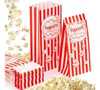 MAQIHAN 50 Popcorn Bags Individual Servings - Flat Bottom Paper Popcorn Food Bags Party Pop Corn Sleeves Bulk Carnival Halloween Snack Packs Gift Favor Treat bolsas para palomitas Movie Night Supplies