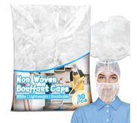 MAQIHAN Disposable Bouffant Caps Full Face - 30 PCS Hair Nets for Food Service Workers Man Women Beard Cover Elastic White Non Woven Dust-Free Cap Disposable