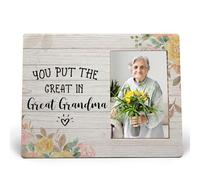 MAQIKA Great Grandma Gifts Picture Frame, Mothers Day Gifts for Grandmother, You Put the Great in Great Grandma Wood Photo Frame for 4x6 Photos