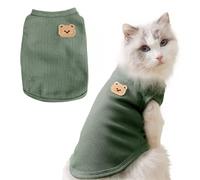 Maqilo Cat Clothes for Sphynx Cats - Soft Cotton 3-Season Shirts & Vests | Breathable Lightweight Pet Clothes for Spring/Summer/Autumn | Hairless Cat & Small Dog Apparel (Green, Small)