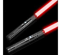 MAQRLT 2 pcs Light saber Heavy Dueling Metal Handle RGB 7 Colors Change 2 Sets Soundfonts Force Toys Gift Laser Sword (Black)