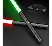 MAQRLT Lightsabers Metal Hilt Dueling Light Sabers RGB 16 Color, FX Sound, Doubled Blade, Rechargeable Sword for Adult Kids Birthday Thanksgiving Xmas Toys Gift Halloween Cosplay