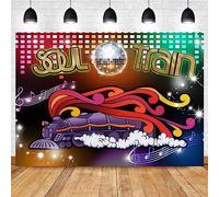 MAQTT 5X3ft Soul Train Theme Photography Background 70's and 80's Neon Light Disco Party Decoration Supplies Studio Props Newborn Baby Show Backdrop Photo