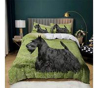 MAQUE Double Bed Duvet Cover Set - black scottish terrier Double Bedding Set - Soft Microfiber Double Duvet Cover and 2 Pillowcases (with Zipper) - for Couples