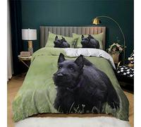 MAQUE Duvet Cover sets Single - black scottish terrier Single Bedding Set - Soft Microfiber Single Duvet Cover and 2 Pillowcases (with Zipper) - for Teenagers