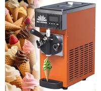 Máquina de helado Soft Serve con limpieza automática y panel LCD para restaurantes y tiendas de postres Countertop Soft Serve Ice Cream Maker 4-5 Kg/H Yield(Orange)