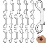 MAQUITA 24 Pcs Double Ended Bolt Snaps Hook, 3.5" Heavy-Duty Double Ended Metal Clips Key Holder for Linking Key Chain Dog Leash Collar Horse Tack Pet Sling Feed Buckets (Silver)