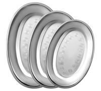MAQUITA 3 Pcs Stainless Steel Serving Tray Large Oval Platter Set,Oval Serving Set Heavy Duty Metal Serving Tray Large Mirror Polish Sizzle Plate,12 in, 14 in, 16 in