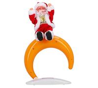 Maqulae Christmas Santa Doll, Dancing with Moon Base, 33 x 23 cm (half | Plastic Holiday Ornament, Singing Tabletop Decor, Red and Yellow, for Ages 3+, 3 AA Batteries Not Included