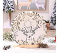 Maqulae Handmade Shamanic Percussion, Rhythm Music Hand Drums, Siberian Percussion, with Drumstick for Music Lovers and Home Décor (Shaman Deer)