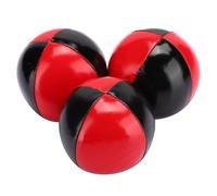 Maqulae PU Leather Juggling Balls 3 Pack, 2.48 Inch 90g Beanbag Juggling | Red Black EPS Fine Colloidal Particle Fill, Portable and Easy to Carry, Soft Smooth Texture for Professional Performance
