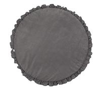 Maqulae Round Cotton Baby Play Mat with Leaf Edge for Living Room Nursery Decor, Soft Padded Crawling Blanket for Infant Floor Play 100cm (Dark Grey)
