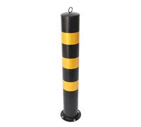 Maqulae Safety Bollard Post, 29.5in Height 3in Diameter Cold Rolled Steel Parking Barrier Pipe with Sturdy Base, for Traffic Control Hazard Warning Crowd Control (Black Yellow)