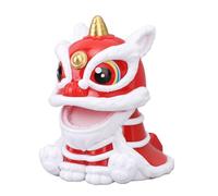 Maqulae Solar Wake Lion Ornament, Automatic Nodding for Car Luck (Red)