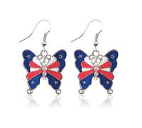 MAQVQLU 4th of July Earrings for Women Patriotic Star Butterfly Hat Slippers Wings Earrings Red White Blue Earrings for Independence Day Gift, OTHER