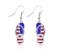 MAQVQLU 4th of July Earrings for Women Patriotic Star Butterfly Hat Slippers Wings Earrings Red White Blue Earrings for Independence Day Gift, OTHER