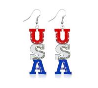 MAQVQLU 4th of July Earrings for Women Patriotic Star Butterfly Hat Slippers Wings Earrings Red White Blue Earrings for Independence Day Gift, OTHER