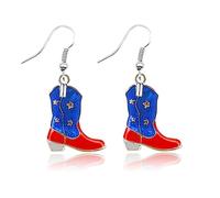 MAQVQLU 4th of July Earrings for Women Patriotic Star Butterfly Hat Slippers Wings Earrings Red White Blue Earrings for Independence Day Gift, OTHER