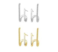 MAQVQLU Double Twist Hoop Earrings for Women Claw Ear Cuff Earrings CZ Double Hoop Earrings Illusion Double Earrings, Metal, No Gemstone