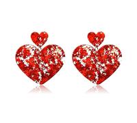 MAQVQLU Heart Earrings for Women Acrylic Valentines Earrings Red Pink Heart Earrings Heart Stud Earrings for Girls Valentines Day Gifts for Girlfriend, Metal, No Gemstone