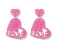 MAQVQLU Heart Earrings for Women Valentines Red Heart Earrings Valentines Day Earrings Valentines Gifts, Metal, No Gemstone