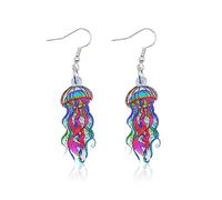 MAQVQLU Jellyfish Earrings Colorful Jellyfish Dangle Earrings for Women Sea Animals Earrings Hawaiian Beach Earrings Vacation Earrings, Metal, No Gemstone