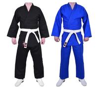 MAR | Beginner Judo Student Gi Uniform White for Men Women Kids Adult | Light Weight Poly-Cotton Fabric (380gsm) | For BJJ & Aikido Training Suit | Free White Belt (2/150cm) Blue