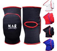 MAR | Black Elasticated Knee Pads for Protection and Combat Sports, Martial Arts Knee Support for Men and Women, Karate Knee Support Brace, Taekwondo Protectors, MMA Knee Pads for Adults (S)