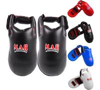 MAR | Black Martial Arts Foot Protector for Karate, Karate Kick Boots, Karate Foot Protectors for Karate Competition, Moulded Foam Padding, Elasticated Heel Straps & Toe Loops (Large)