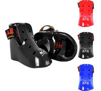 MAR | Black Martial Arts Foot Protector for Karate, Kickboxing, Muay Thai, K1 & Taekwondo, Karate Kick Boots, Taekwondo Foot Protectors, Vinyl Dipped Foam Padding and Elasticated Toe Loops (Medium)