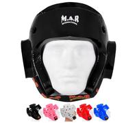 MAR | Black Pro Dipped Foam Head Guard Boxing Sparring Grappling Competition Training for Kickboxing, Karate, Taekwondo, Semi Contact & More, Adult Kids Headgear (Small)