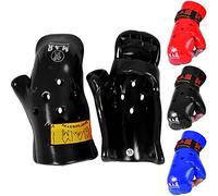 MAR | Black Semi Contact Gloves for Karate, Taekwondo, Martial Arts Pointer's Gloves, Vinyl Dipped Foam with Ventilation System, Hook and Loop Wrist Strap, Hand Mitts Protective Gear (Medium)